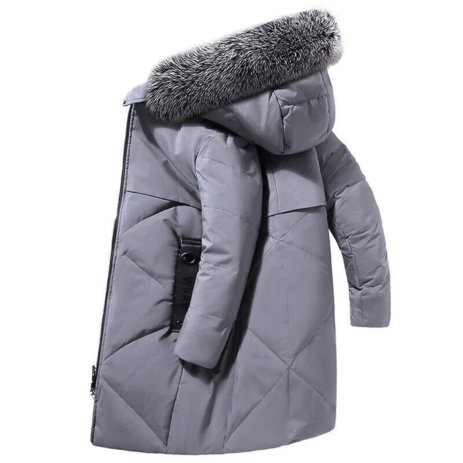 Piumino lungo da uomo, piumino da uomo con cappuccio, cappotto lungo in tinta unita, spesso e caldo, giacca invernale calda da uomo con cappuccio, cerniera completa, trapuntato, imbottito, parka da