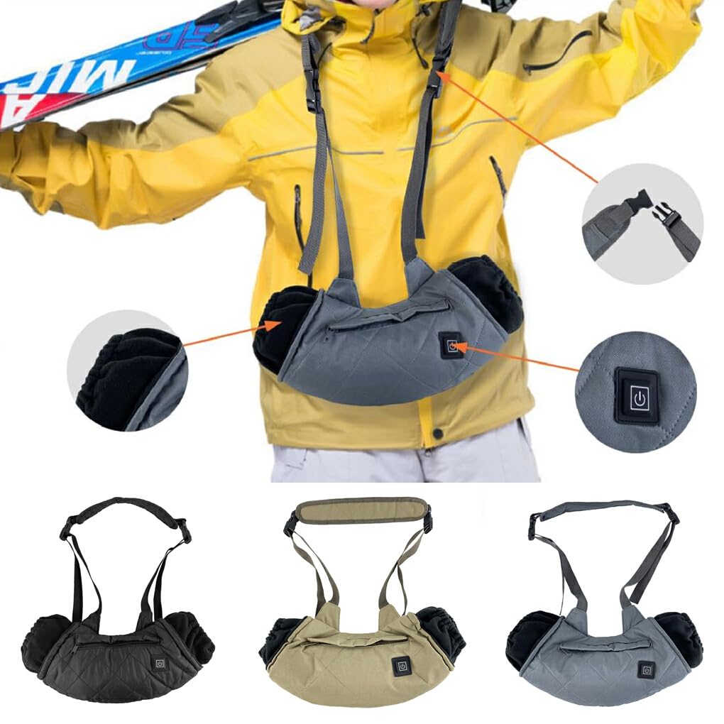 Scaldamani riscaldato da Caccia USB Storage Tasca con Cerniera Riscaldatore Impermeabile Cacciatori Pesca Camper Dispositivo di Riscaldamento turistico, Grigio
