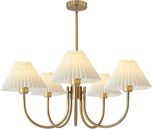 Miniatura 9 de KCO Lighting Lámpara de Araña de 3 Luces Accesorio de Iluminación Lámpara de Araña Tradicional Plisada Pequeña Lámpara de Araña de Entrada Vintage 3