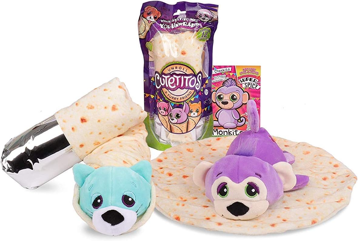 Cutetitos Collectible Plush - Loveable Plush Creatures Rolled Up in Soft Burrito Blankets - 2-Pack