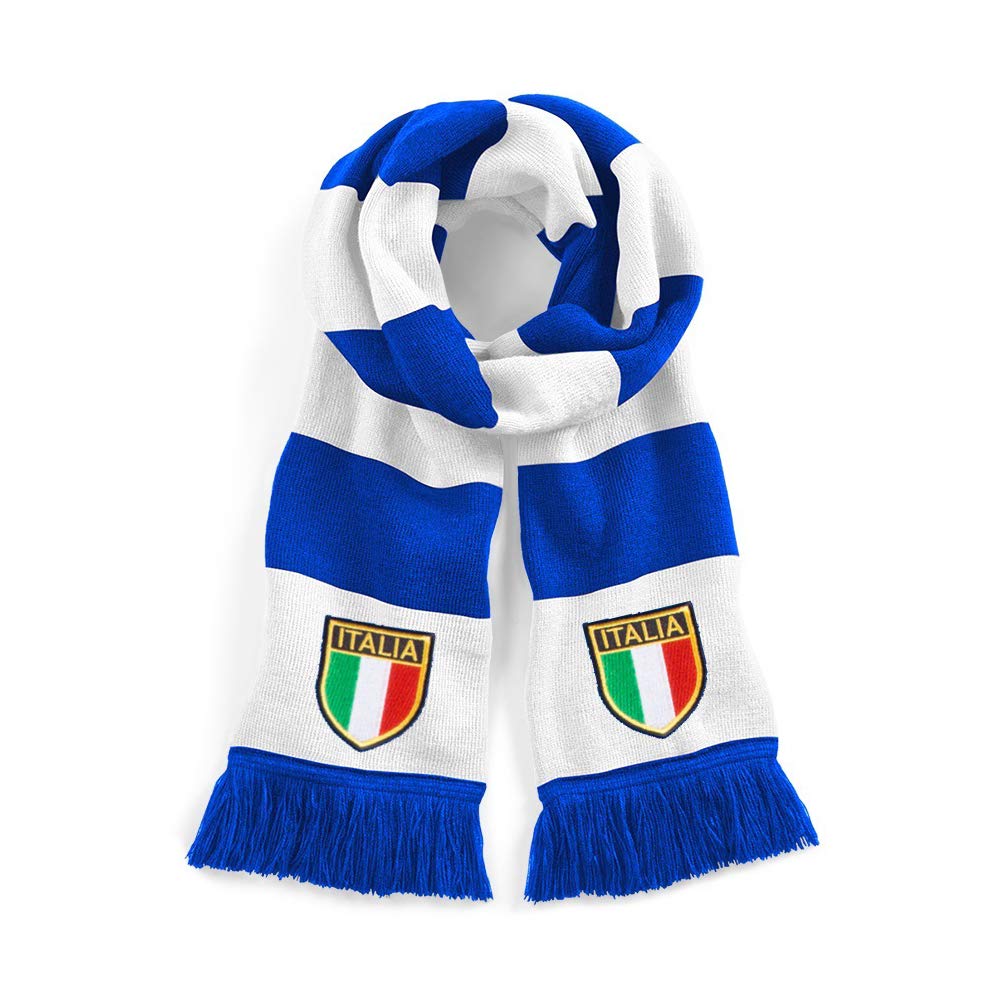 Old School Football Royal/White Retro Italy Traditional Blue/ Football Scarf Embroidered Logo