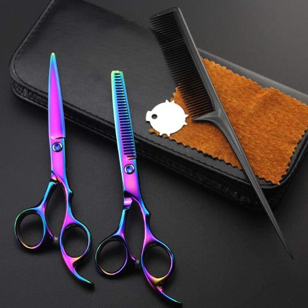 ステンレス鋼理髪はさみと間伐剪定理容室ヘアカットセット 6 インチ、黒