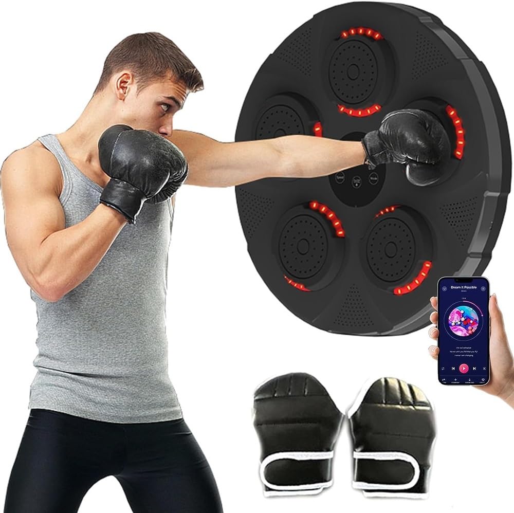 Machine de boxe murale compacte noire pour entraînement de fitness intérieur
