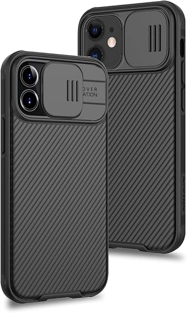 XTCASE Case for iPhone 12 / iPhone 12 Pro 6.1 inch, [Camera Protection] with Slide Camera Cover Ultra Slim Anti-Scratch Shockproof TPU Bumper Hard PC Back Protective Phone Case, Black
