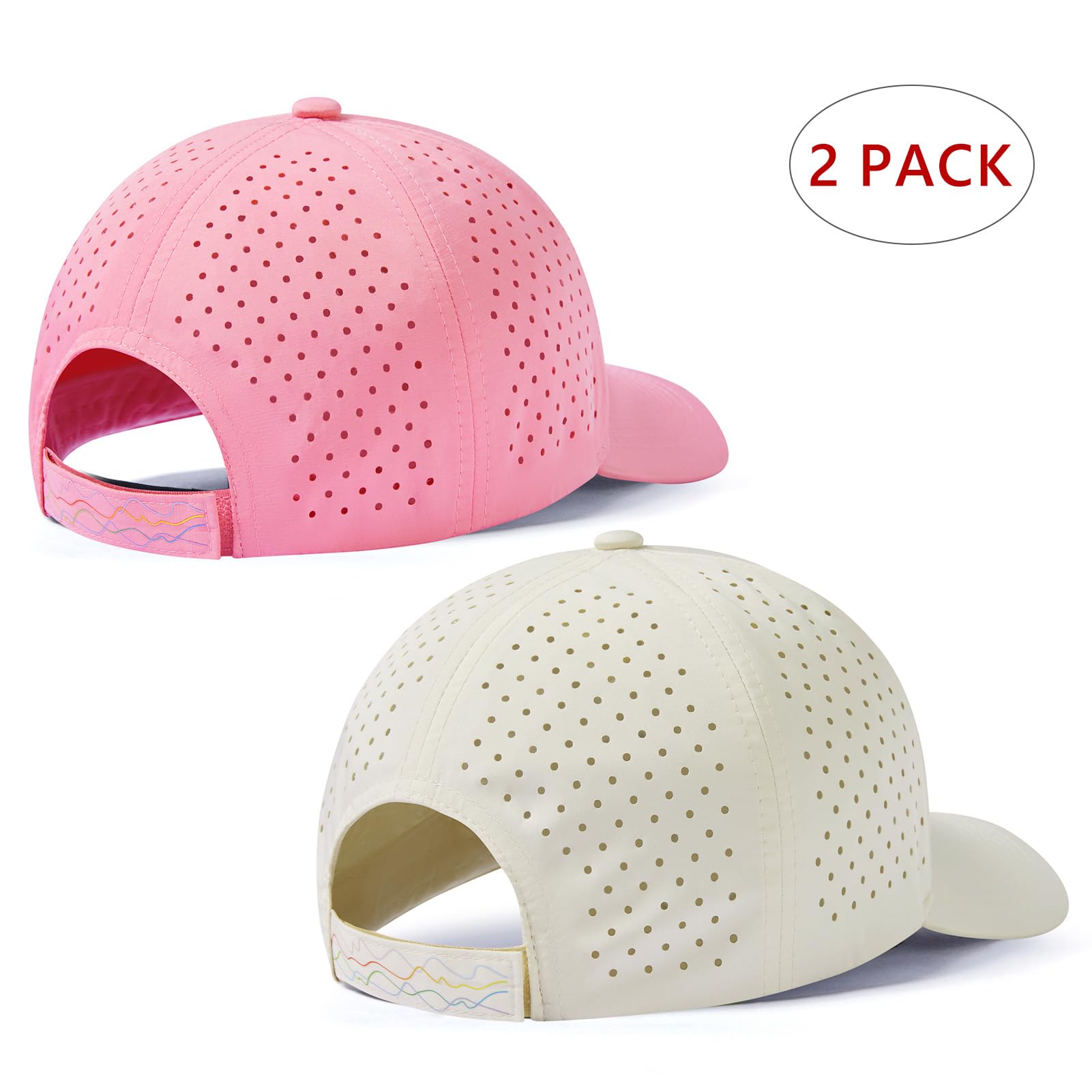 Paquete de 2 gorras de béisbol resistentes al agua UPF 50+, ligeras, transpirables, para golf, correr, senderismo, para hombres y mujeres