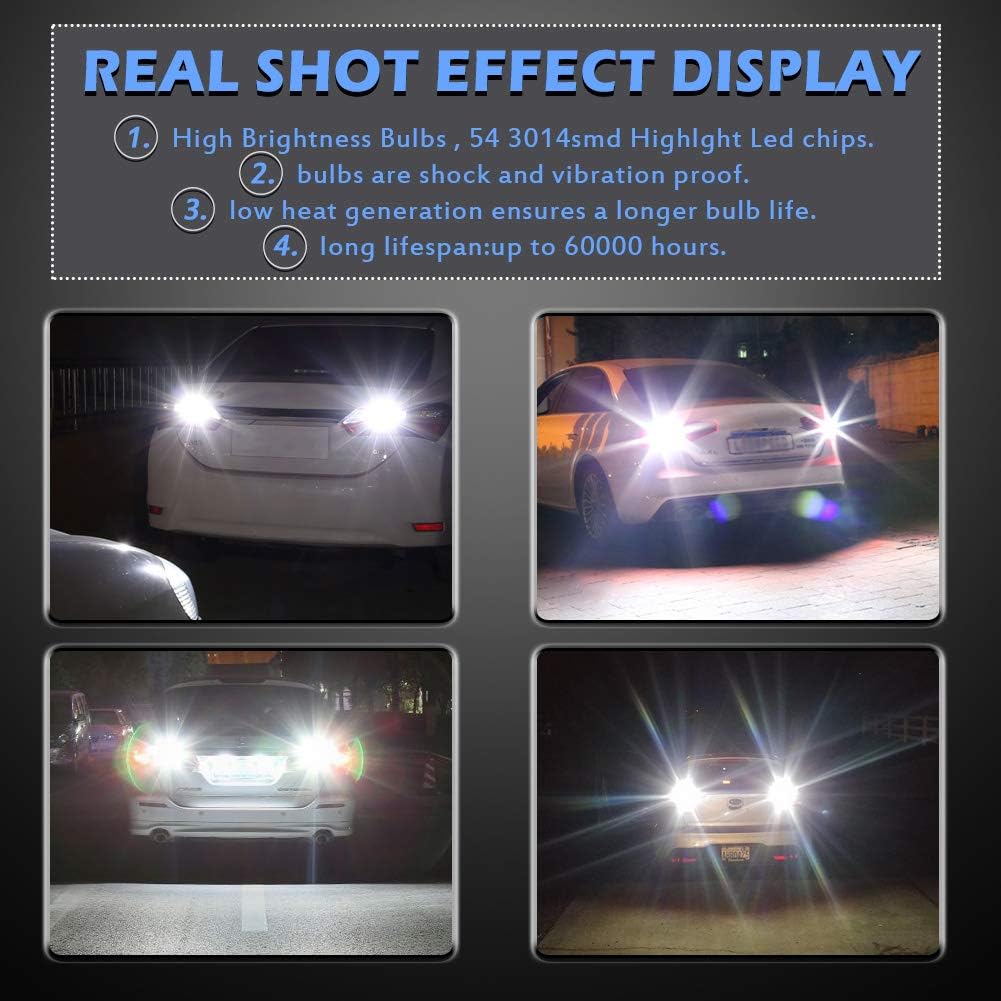 KATUR 3157 3047 3057 3155 3156 Led Light Bulb High Power 3014 54 Chipsets Super Bright 650 Lumens Replace for Turn Signal Back Up Reverse Brake Tail Stop Parking RV Lights,Xenon White(Pack of 2)