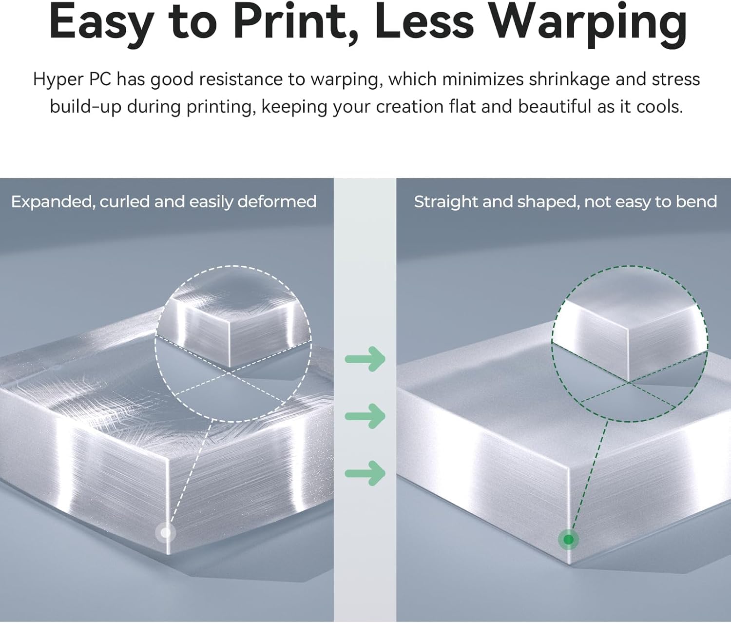Creality Filamento per stampante 3D, filamento ad alta resistenza al calore, trasparente, facile da stampare, bassa deformazione, bobina da 1 kg, trasparente