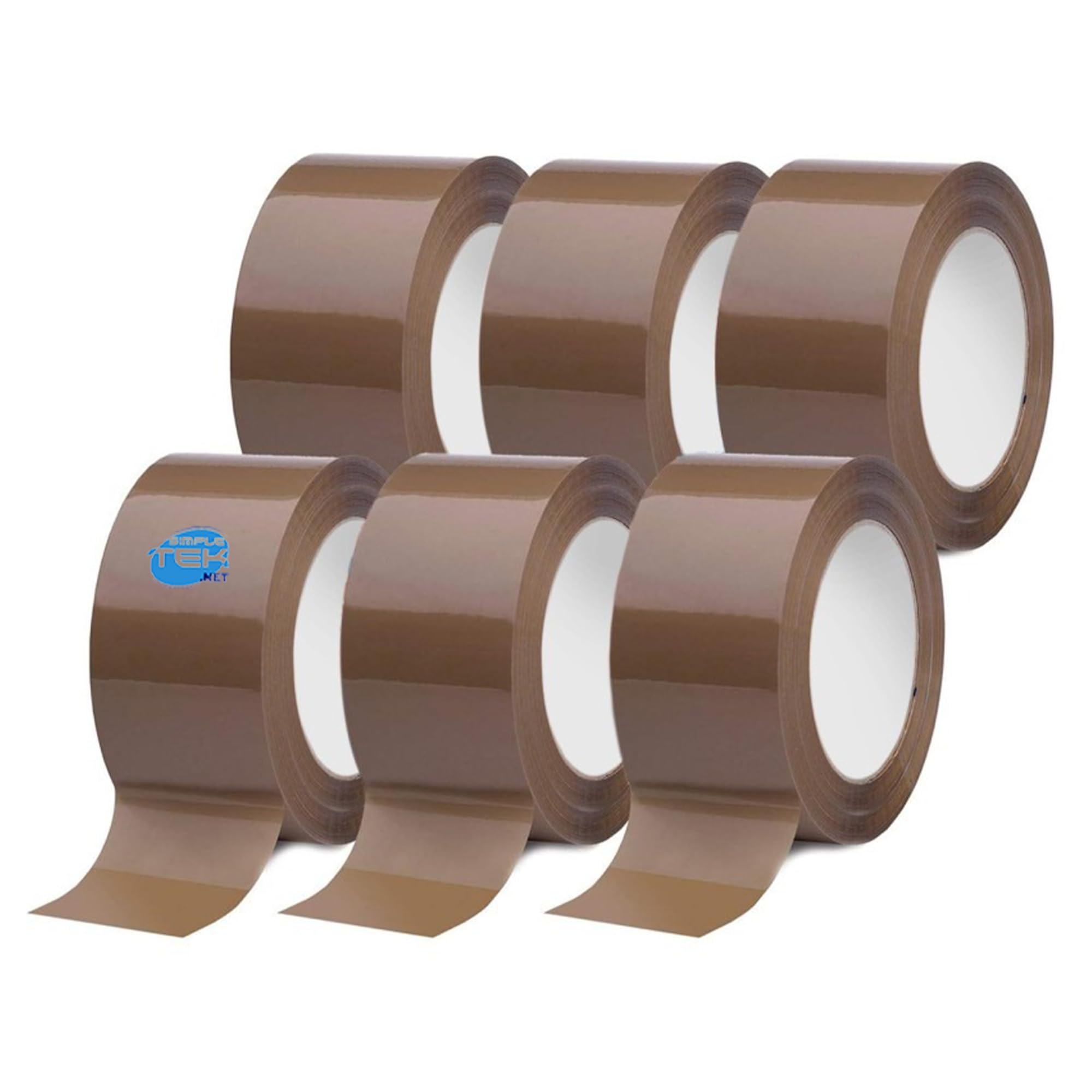 SIMPLETEK - 6 rollos de cinta adhesiva silenciosa marrón habana para embalaje, mudanzas, sin ruido, 132 metros x 50 mm (6 unidades)