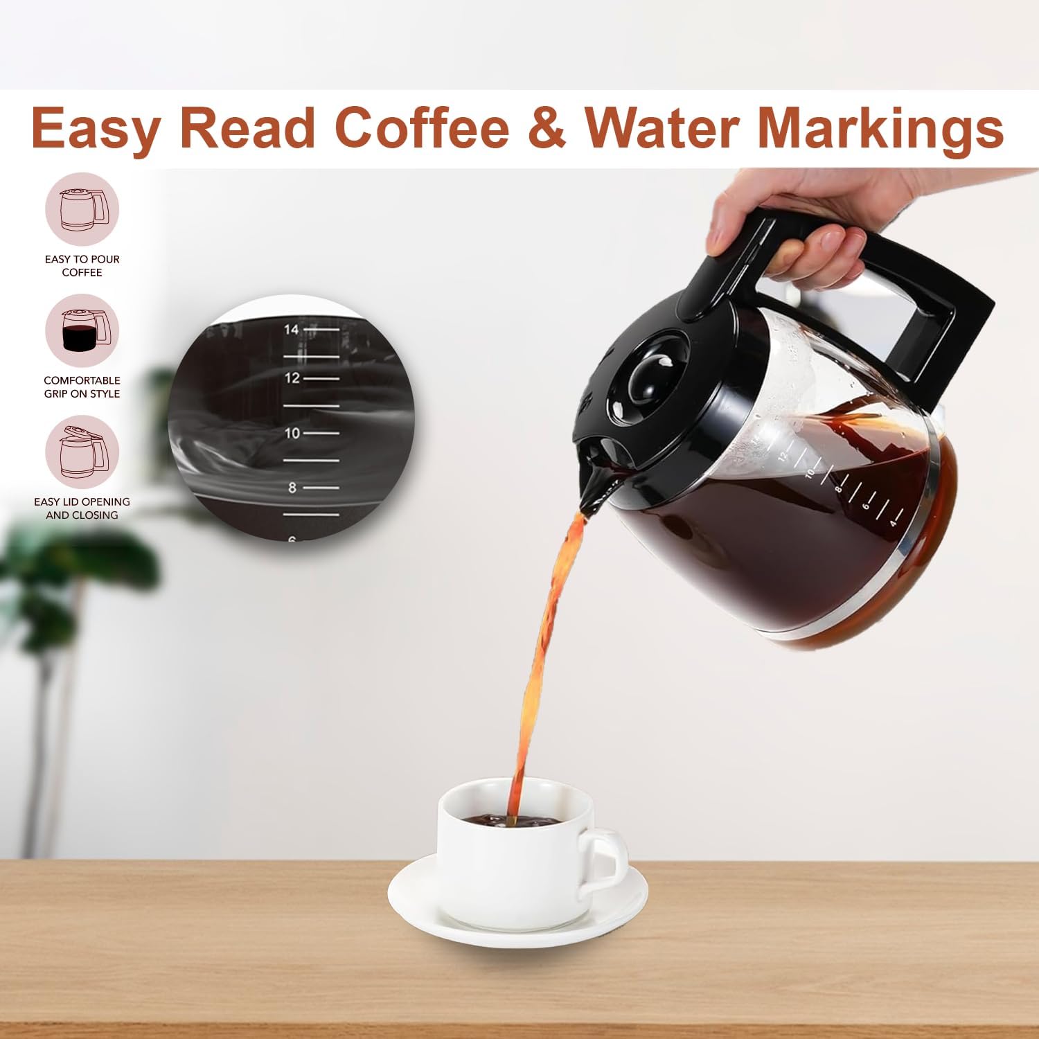 14-Cup Glass Carafe Replacement for Cuisinart Coffee Maker Models DCC-2200RC | Model# DCC-2200RC