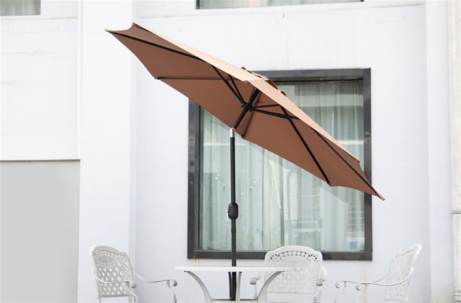 Parasol Tarasowy Zewnętrzny Parasol Na Patio Stół Zewnątrz Z Odchylaniem I Korbą 8 Stalowych Żeber Bez Podstawy Zewnątrz(B)