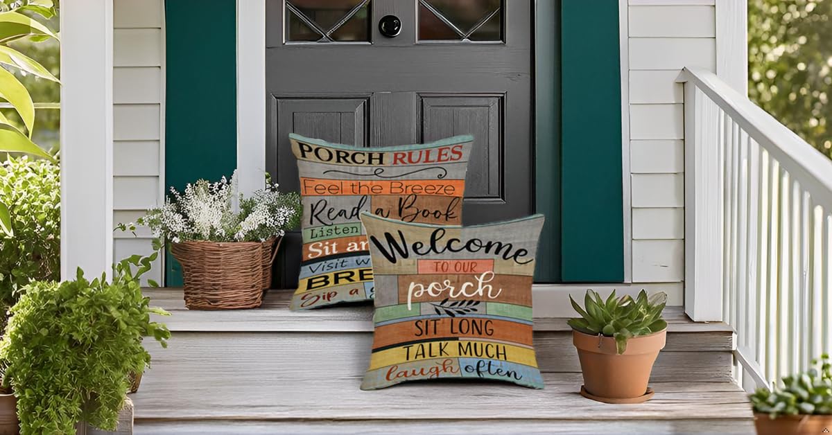 RYSMIYOU Lot De 2 Housses De Coussin Décoratives Carrées En Lin De 45,7 X 45 ,7 Cm, Motif Floral Moderne Pour Extérieur, Canapé, Salon Et Extérieur, Bleu Sarcelle