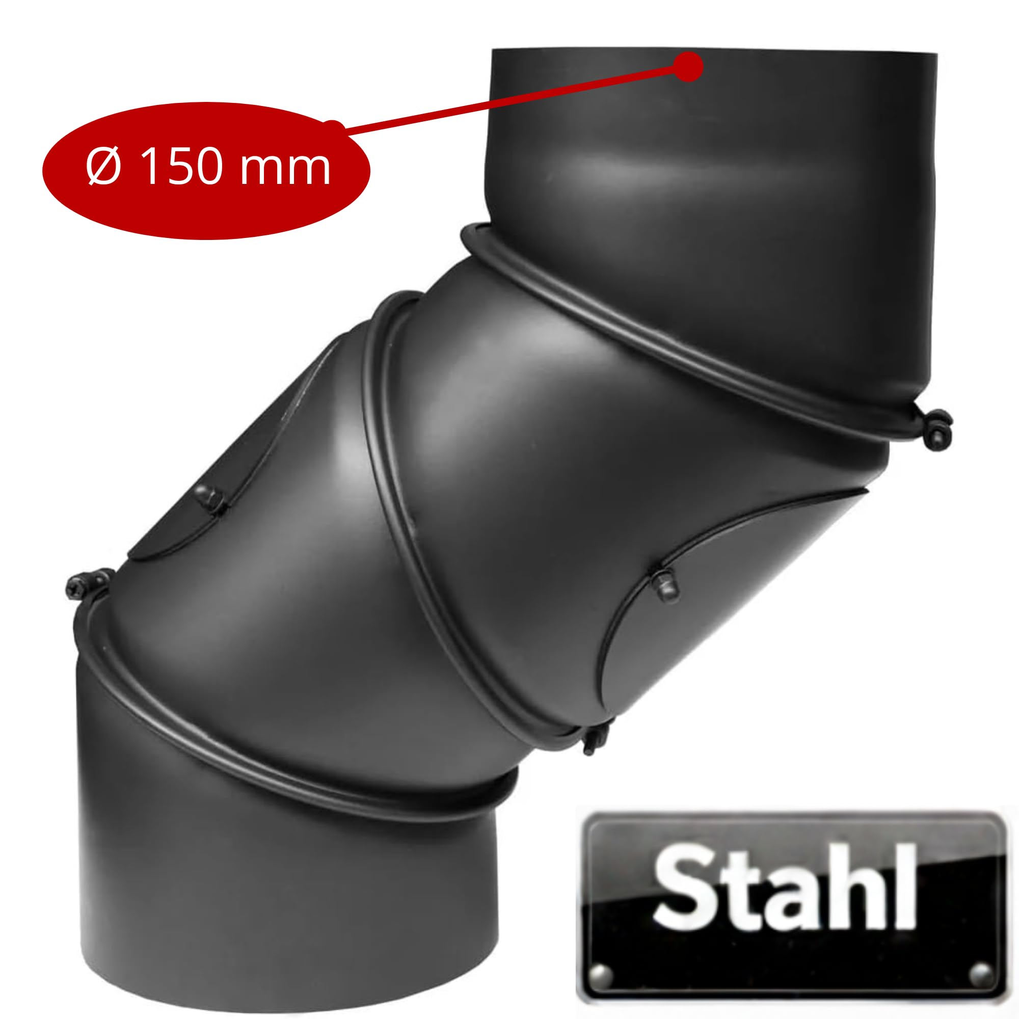 Universal Einstellbares Ofenrohr Knie 4 Segment Kaminrohr Anschluss Holzofen Wkład Kominek Pelletofen Schornstein Rohr 150 mm Stahlblech