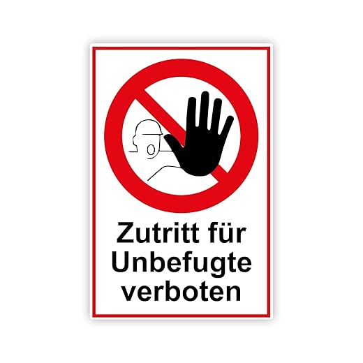 Schild 'Zutritt für Unbefugte Verboten' PVC 20x30 cm