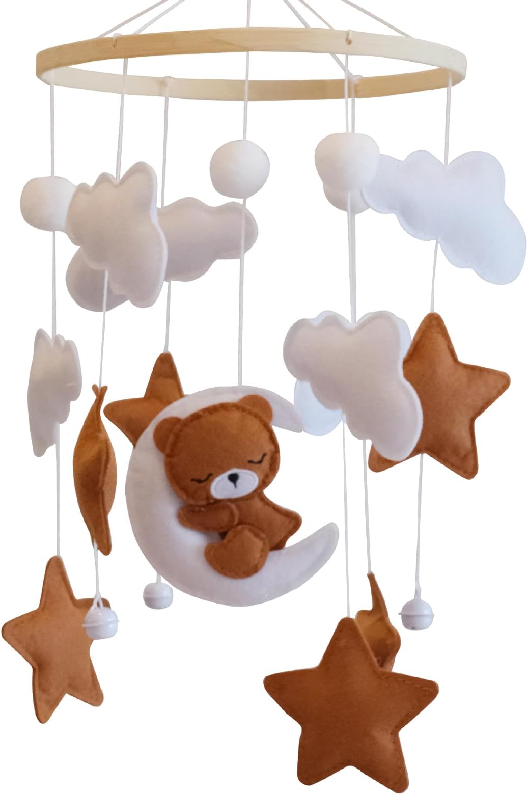 Baby Crib Mobile - Bear Mobile for Crib, Felt Cloud Nursery for Boys and Girls, Baby Bassinet Mobile Toy - Shower Set for Infant Bedroom Hanging Decoration