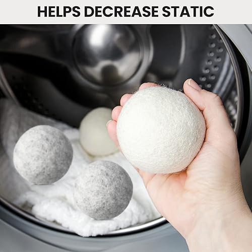Miniatura 6 de Juego de 42 bolas de lana para secadora de 40 bolas de lana reutilizables con 2 bolsas de muselina de lana, bolas suavizantes de tela, antiarrugas,