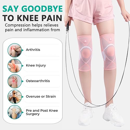 Miniatura 5 de Paquete de 2 rodilleras para dolor de rodilla, para mujeres y hombres, para dolor de rodilla, manga de compresión, desgarro de menisco, ACL,