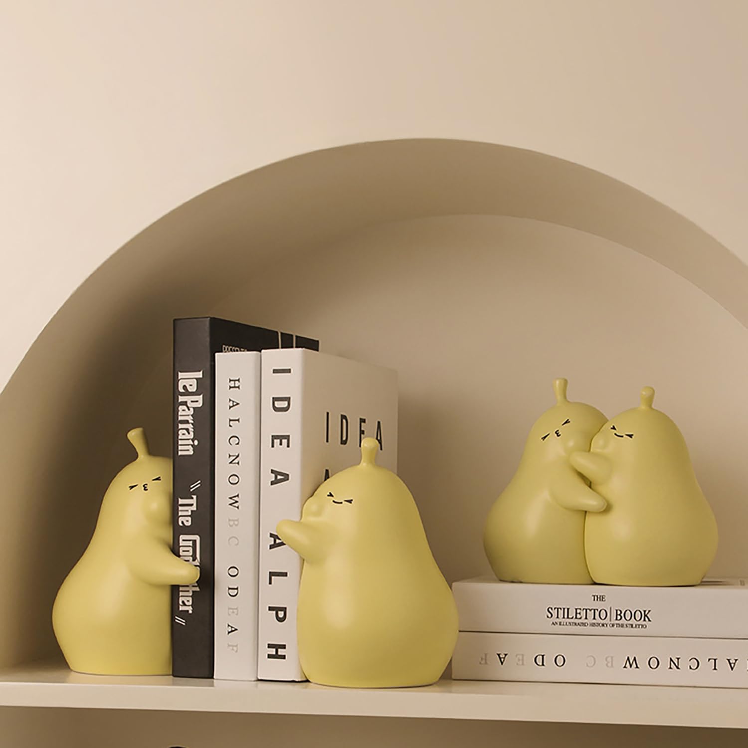 Knuffelen Peer Boek Stand Keramische Boekensteun Festival Geschenken Boekenplank Ornament Wit Maat L