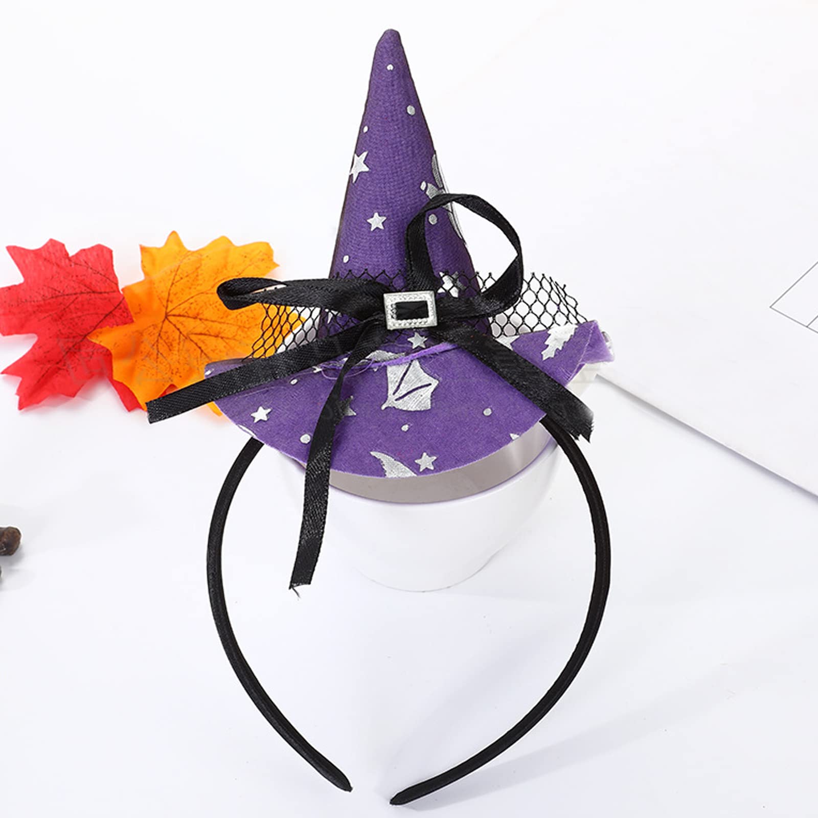 Eterspr 6 Pieces Witch Hat Headband, Halloween Headbands, Spider Skull Star Headpiece, Children's Women's Headpiece - Image 3