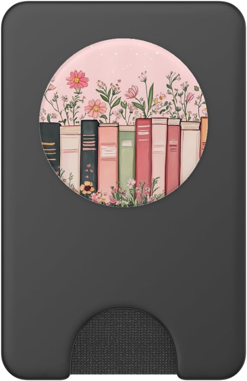 Pink Book Theme Floral Girly Book Lover Flowers PopSockets PopWallet for MagSafe