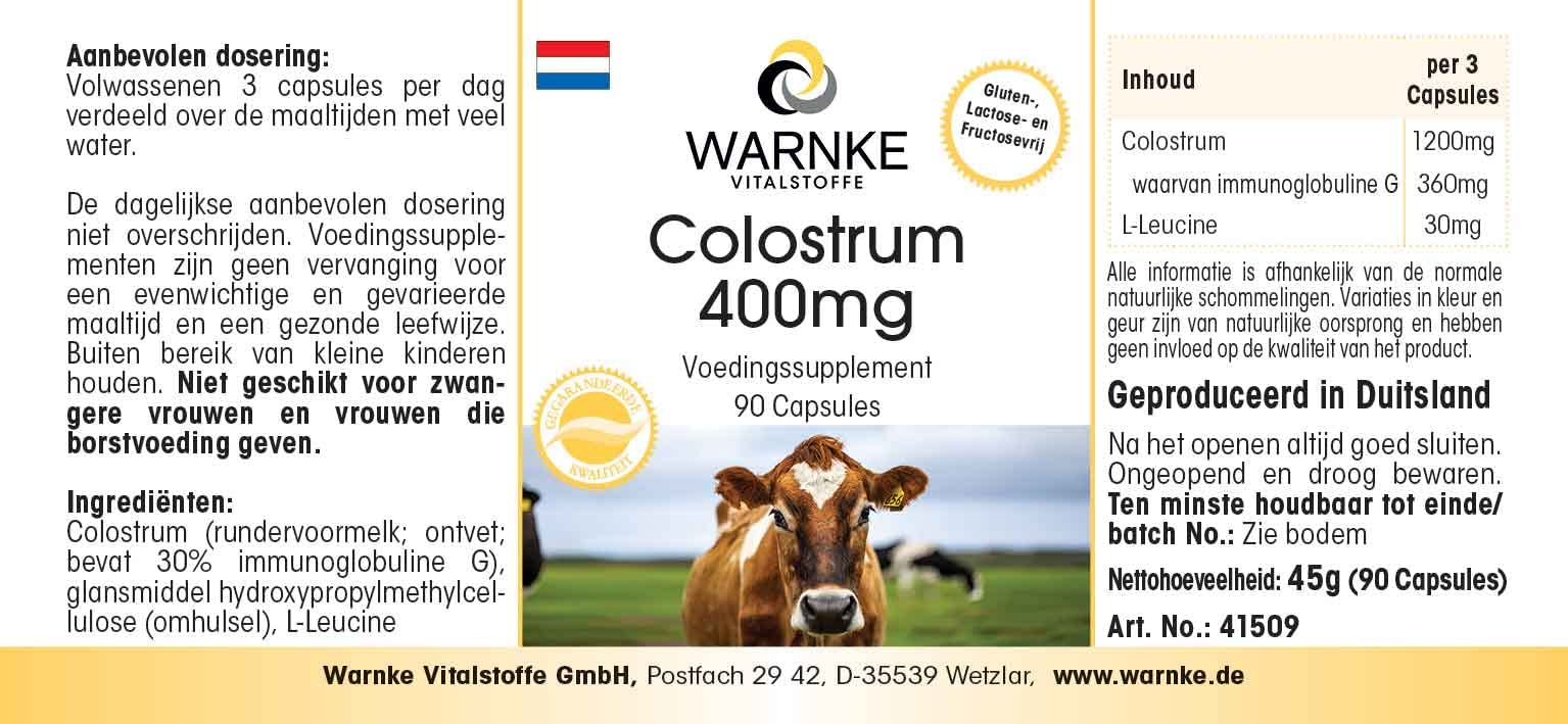 Colostrum Kapseln 400mg - 90 Kapseln - schluckfreundlich - Aminosäuren und Immunglobuline | Warnke Vitalstoffe - Deutsche Apothekenqualität (Packung mit 2)