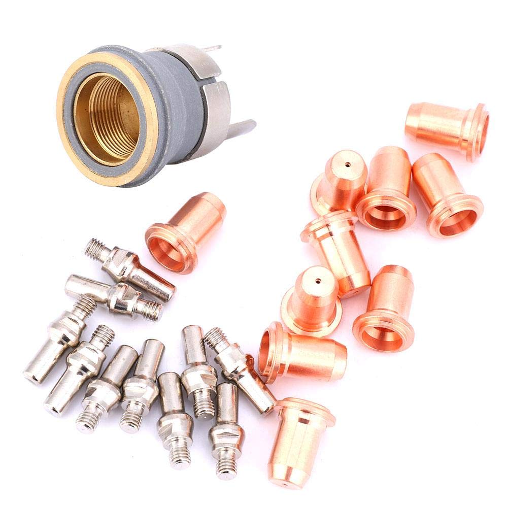 Taidda Plasma Cutting Tip, 22Pcs Pt60 Pt40 Plasma Cutting Torch Consumables 1.0Mm Tip Electrode Shield Cup Stand-Off