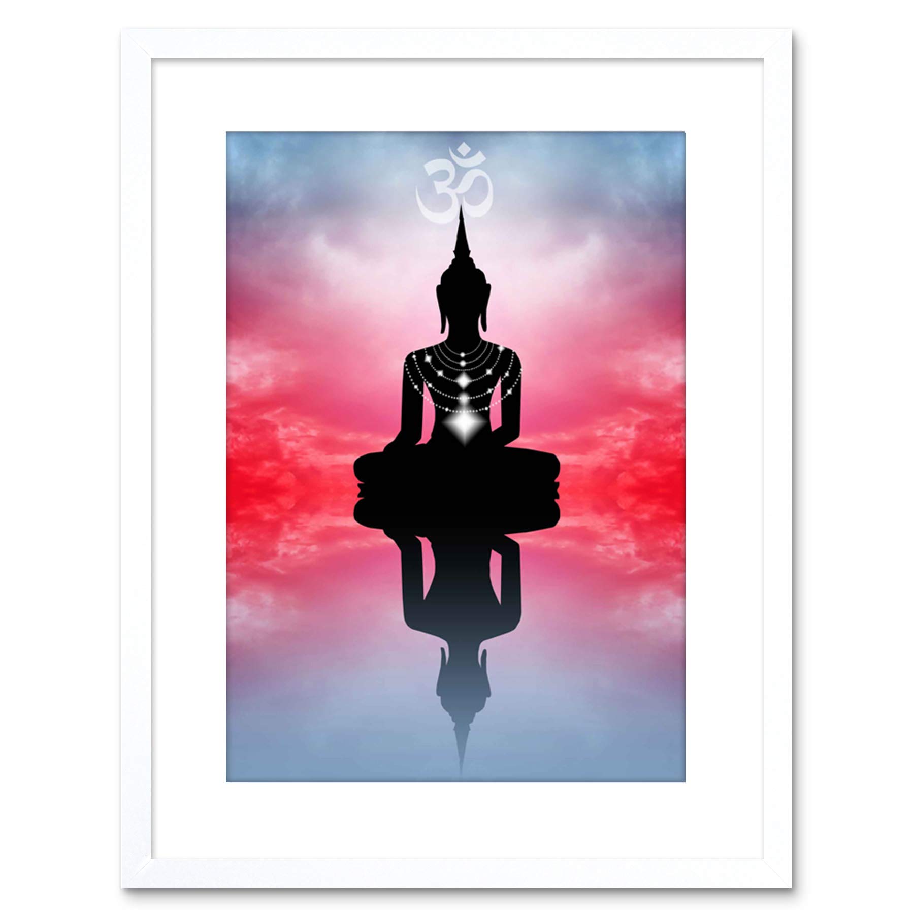 Wee Blue Coo The Art Stop PAINTING ILLUSTRATION BUDDHIST YOGA MEDITATION LOTUS FRAMED PRINT F97X4663