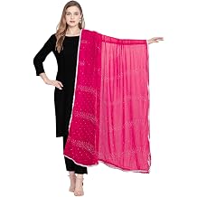 Chandrakala Womens Sheer Chiffon Dupatta, Scarf Chunni Stole Wrap for Salwar Kameez, Wedding Party Gift
