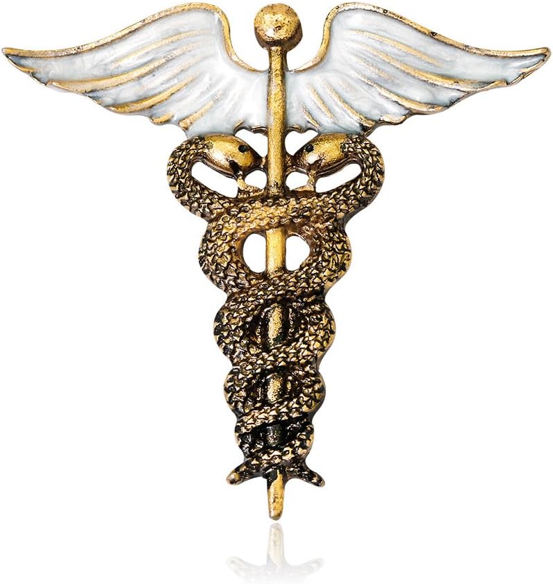Vintage Medical Caduceus Stethoscope Brooch Badge Lapel Pin Medicine Symbol Brooches Jewelry Gifts for Nurse Doctor Students Jewelry