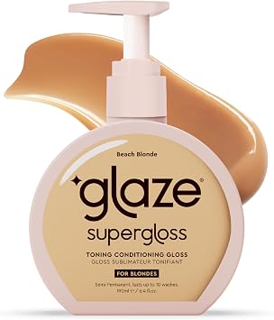 Glaze Supergloss Color Conditioning Gloss With Dispensing Pump   Hydrating Semi-Permanent Colour Hair Gloss & Shine Boost   For Medium to Dark Blonde Hair   190ml - Beach Blonde