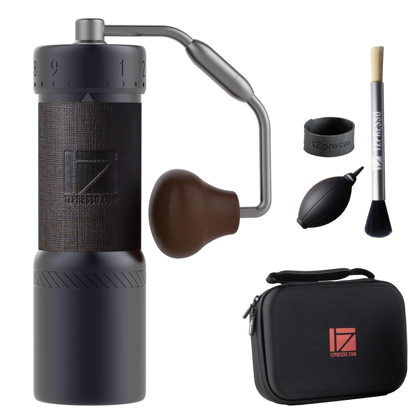1Zpresso J-Ultra Moulin à café manuel gris fer, bavure conique, poignée pliable, capacité de tasse de capture magnétique de 40 g, réglage numérique réglable, efficacité de mouture plus rapide,