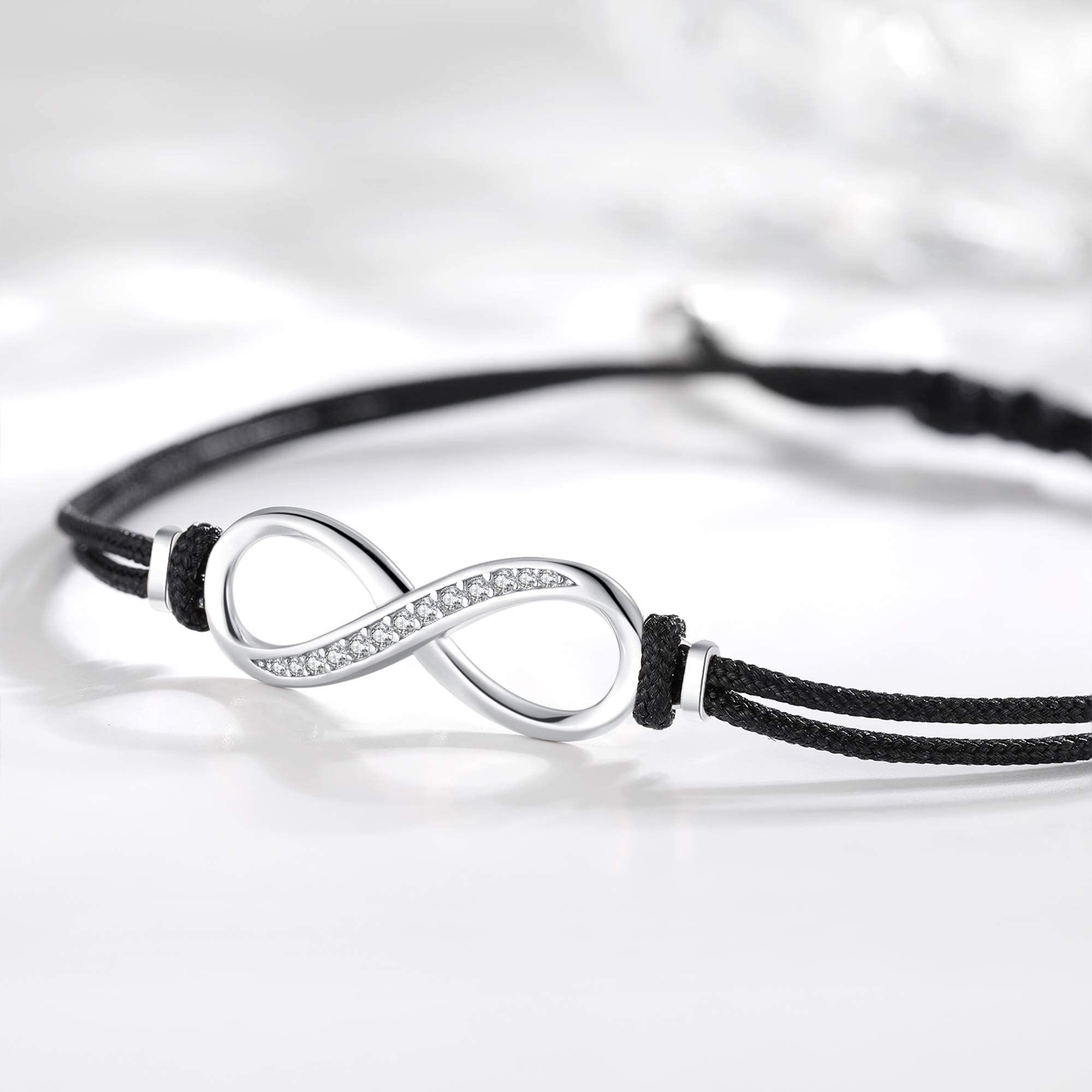 Jrêveinfini Unendlichkeit Armband Silber 925 Damen Mädchen, Personalisierte Geschenke für Frauen Mama Mädchen mit Geschenkbox, Verstellbar 14+9 cm