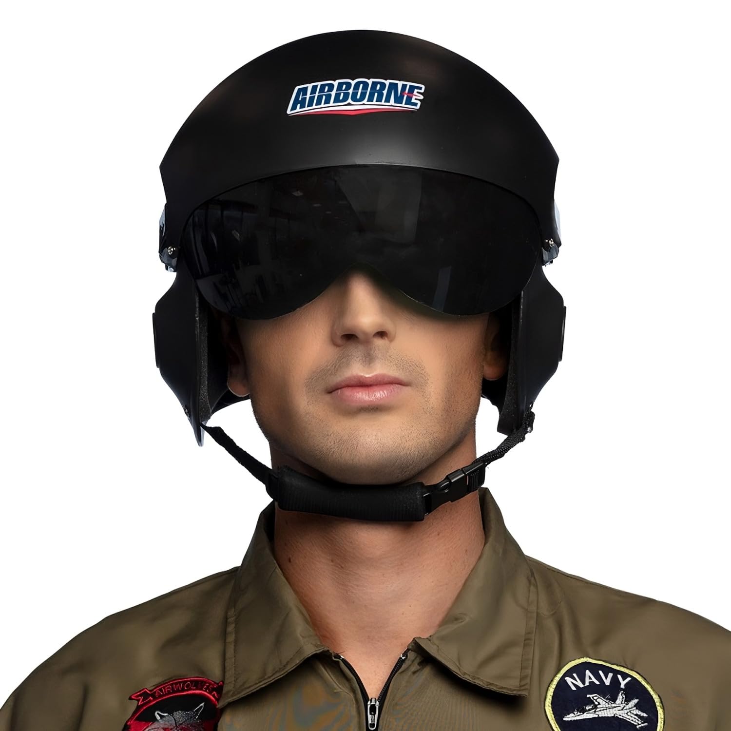 Boland 01420 - Casque Airborne, Coiffe pour costume de Jet Pilot, Accessoires pour déguisements de carnaval, Carnaval, Fête à thème, Noir