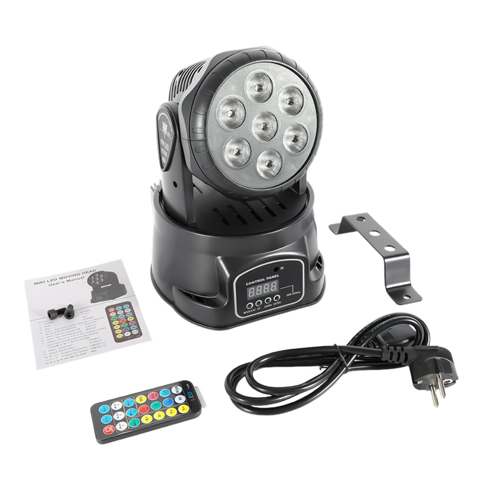 Moving Head, LED 4in1 Mini Bühnenlicht, 7 x 10 W, DJ Partylicht mit Fernbedienung für DJ Disco Hochzeit Club Bar Show