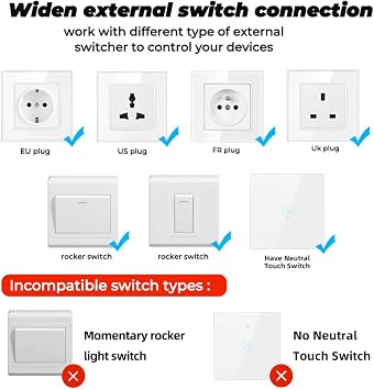 Mini WiFi Smart Light Switch DIY Breaker Module with Power statistics 16A Smart Home WLAN Bluetooth Switch Wireless Switches ompatible with Google Home,Alexa Echo