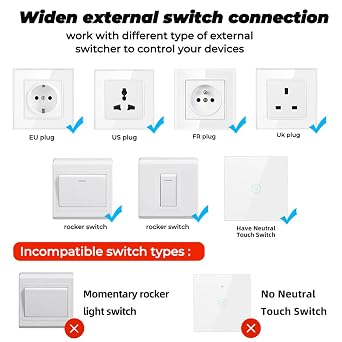 Mini WiFi Smart Light Switch DIY Breaker Module with Power statistics 16A Smart Home WLAN Bluetooth Switch Wireless Switches ompatible with Google Home,Alexa Echo