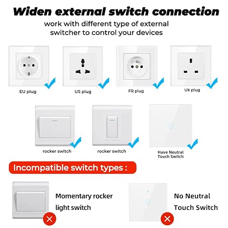 Mini WiFi Smart Light Switch DIY Breaker Module with Power statistics 16A Smart Home WLAN Bluetooth Switch Wireless Switches ompatible with Google Home,Alexa Echo