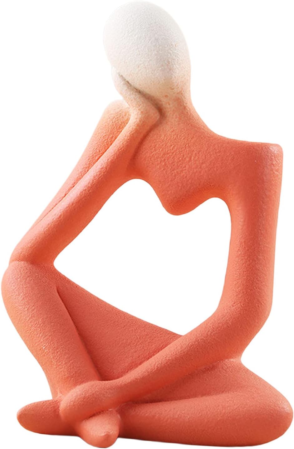Abstract Thinker Sculpture Home Decor Decorative Figurine, Handcrafted Art Ceramic Thinking Man Vase Hand Carved Accent Decoration Statue (Orange)