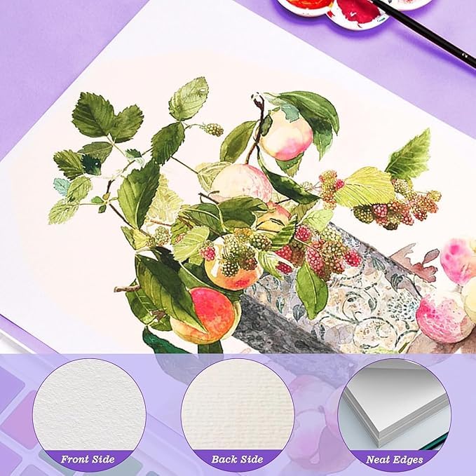 82 Sheets Watercolor Paper 230GSM/110 LB Cotton Thick Off-White Cold Press Paper Pack, Watercolor Drawing Paper for Painting Art Works Drawing Supplies, 5 x 7 Inches