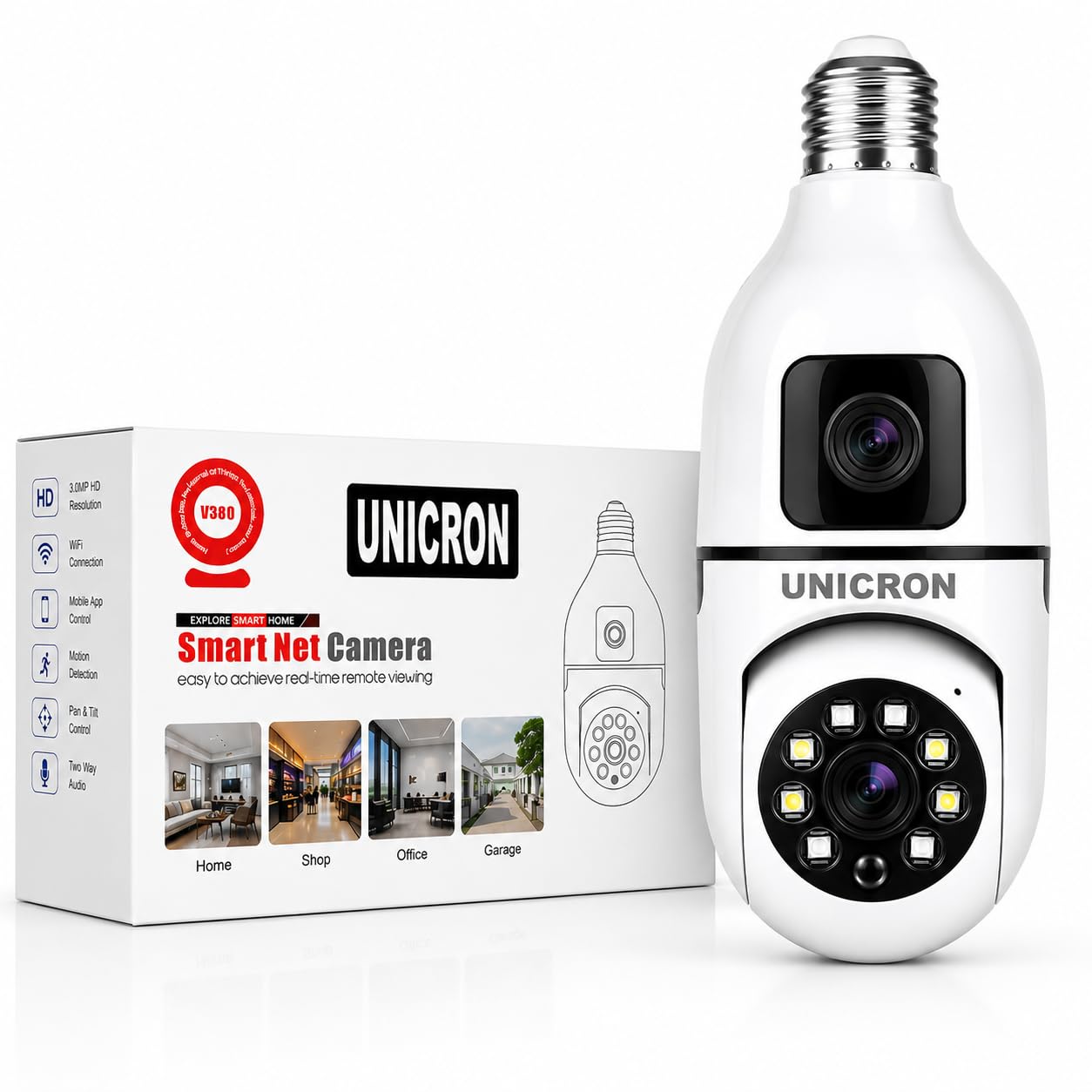 UNICRON 4MP FHD CCTV Camera for Home Outdoor & Indoor, Wireless WiFi CCTV Bulb Dual Lens Security Camera 360° Smart, Color Night Vision & Mobile Connectivity-picture-14