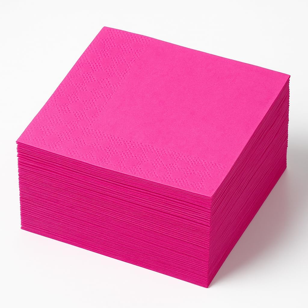 Pink Cocktail Napkins 50 Pack, 2 Ply Party Napkins Birthday Baby Shower