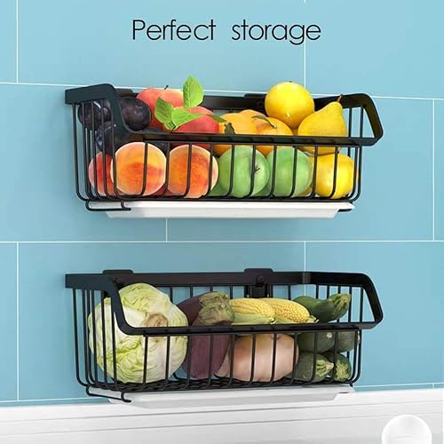 Miniatura 5 de Cesta de almacenamiento de alambre  Estante de pared colgante apilable  Organización de frutas y verduras  Armario de despensa  Contenedor de metal