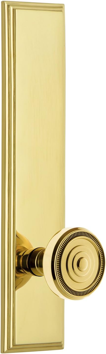 Grandeur 836426 Hardware Carre' Tall Plate Soleil Knob, Single Dummy, Lifetime Brass