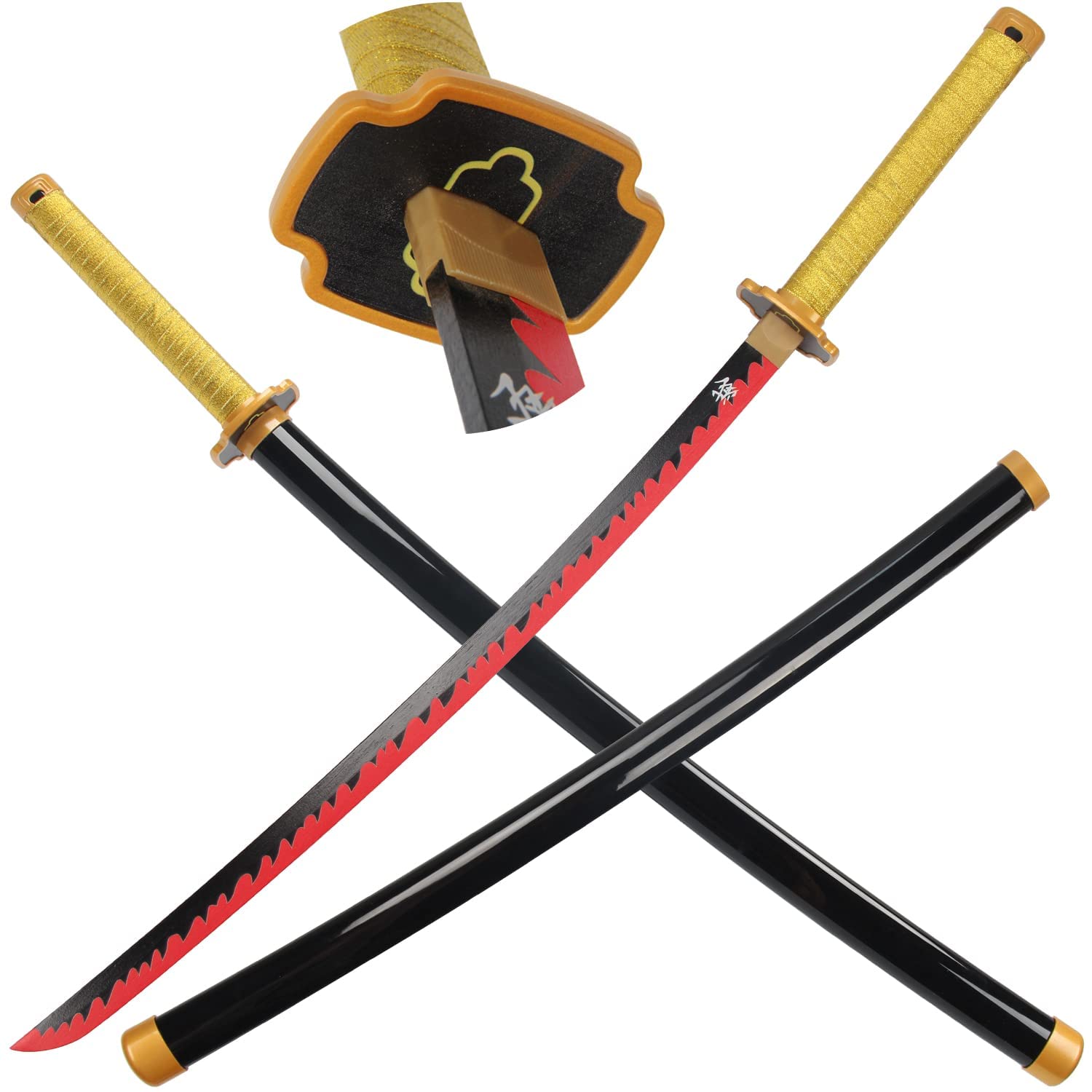 UMANI® Anime Cosplay Samurai Sword 41 Inch Decorative Collectible Sword Various Styles Available(Wooden) (1016-Tsugi-kuni Yoriichi)-image-1