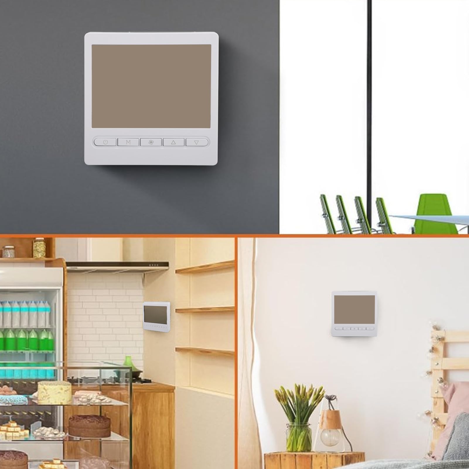 Fyearfly Termostato 2 en 1 3 A/10 A LCD programable 5-35 °C para climatización y calefacción por suelo radiante