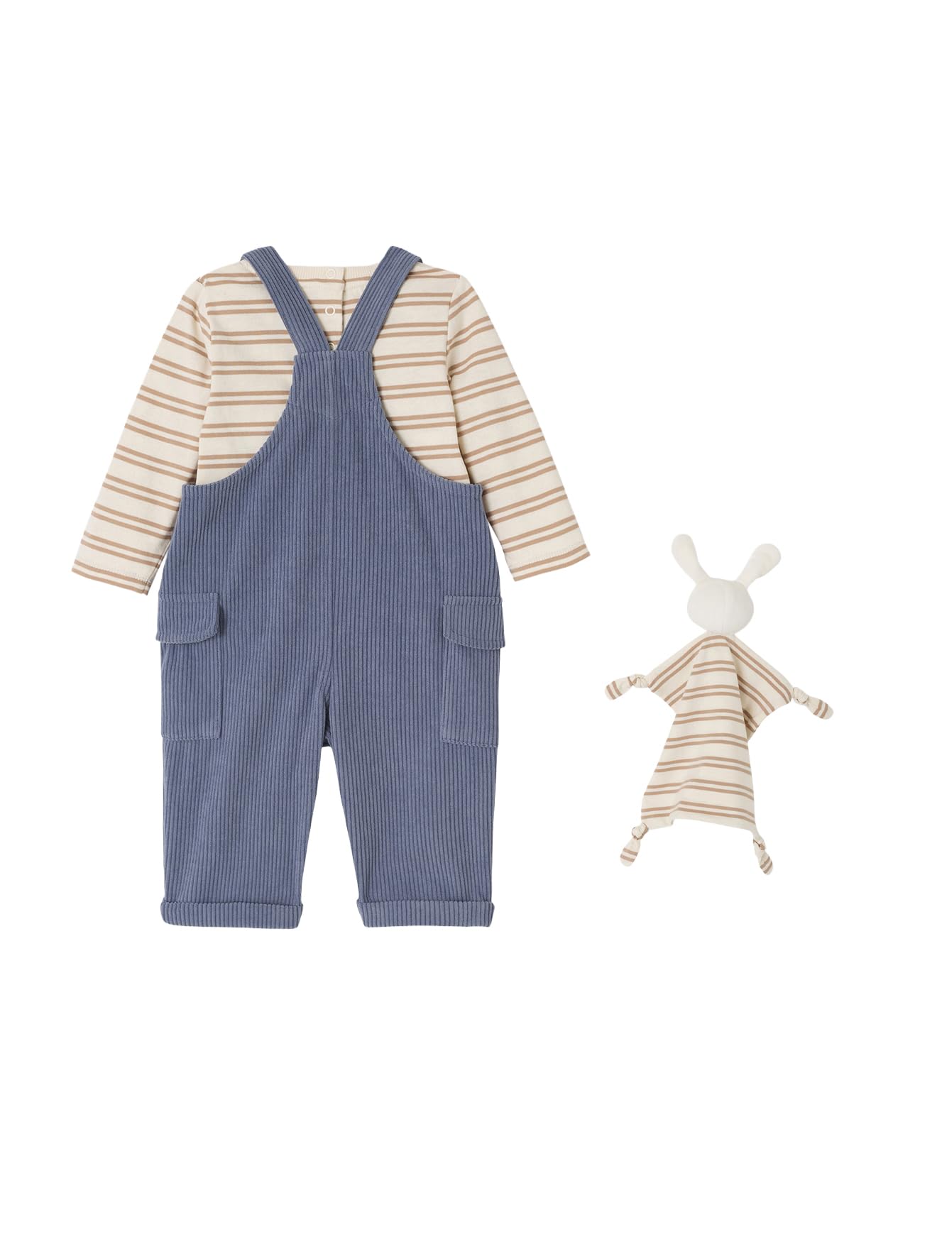 Vertbaudet 3-teiliges Baby-Set mit Geschenkbox: Shirt, Latzhose & Schmusetuch