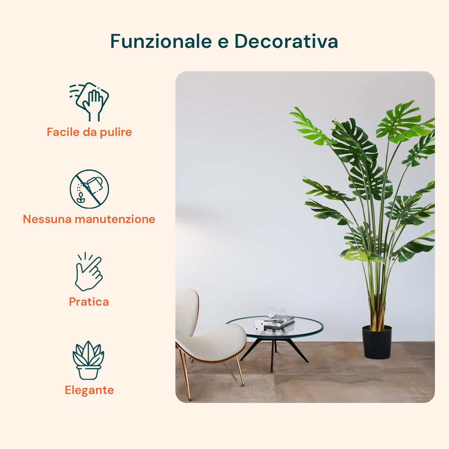 Avilia Künstliche Monstera-Pflanze mit 16 Blättern, 170 cm, Topf mit natürlichem Moos, perfekt für Innenräume, große Kunstpflanze für Wohnzimmer, realistische Zimmerpflanze