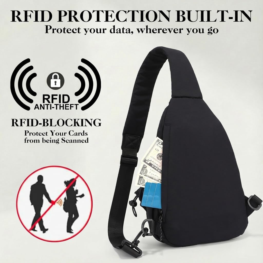 Sling Bag for Women, Anti-Theft RFID Nylon Crossbody Purse with Adjustable Strap for Travel & Shopping - Image 3
