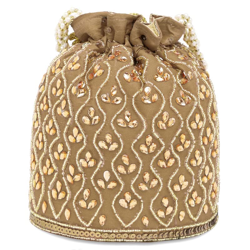 Image of Aheli Potli Bag Gift for Women Handmade Evening Wristlet Handbag Stylish Bridal Purse Fashion Bag