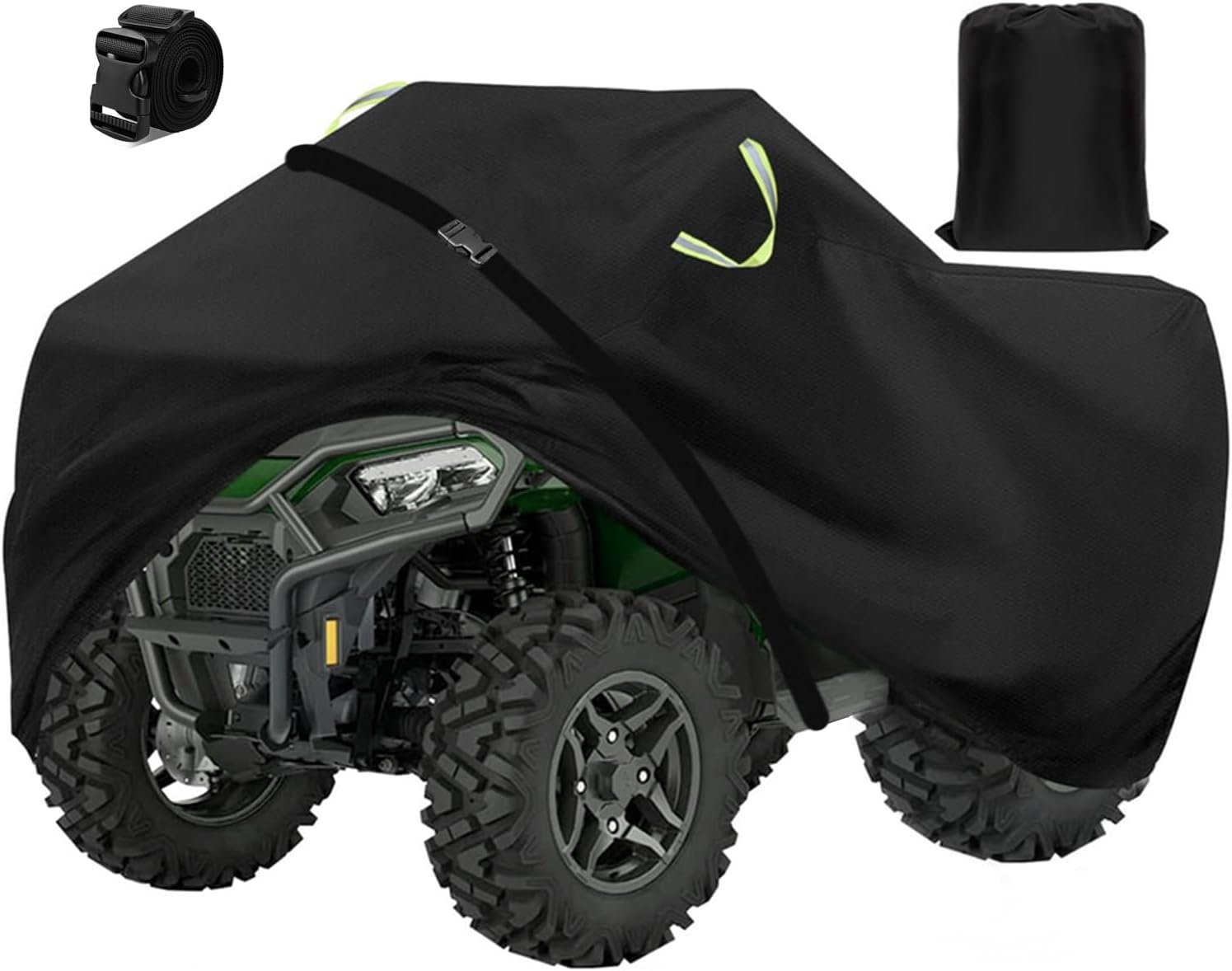 ATV Cover,Waterproof Outdoor Heavy Duty 4 Wheeler Cover,Tearproof 420D Polyester,Four Wheeler Quad Storage Cover,Universal Fits for Polaris Yamaha Suzuki Honda, Anti-UV,90.5" Lx49.2 Wx51.2 H