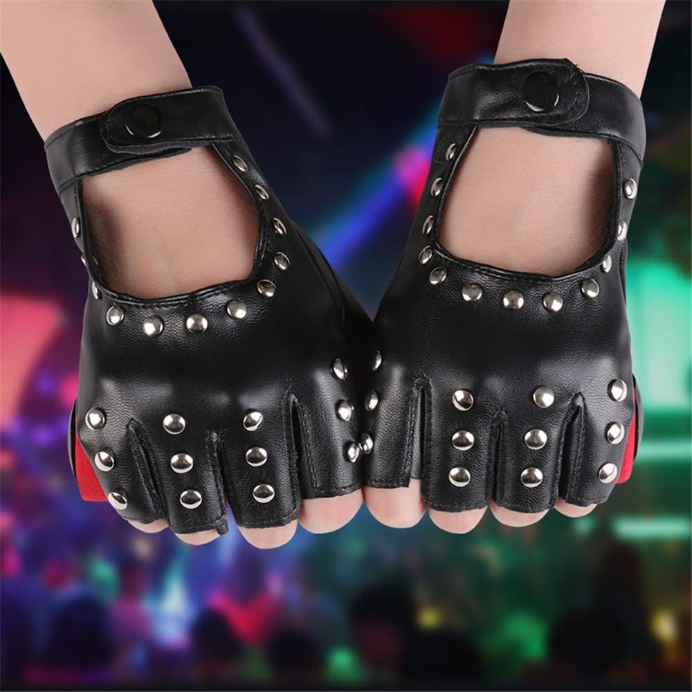 Mrotrida Women's Cosplay Fingerless Gloves Gothic Punk Rock Stage Glove Halloween Party Gloves